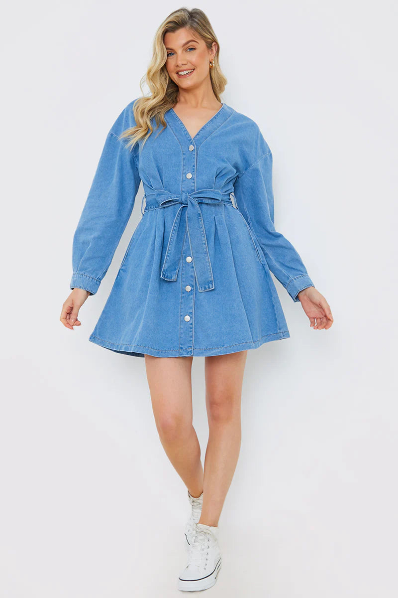 Belted Denim Shirt Dress