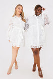 Lace Belted Shirt Dress