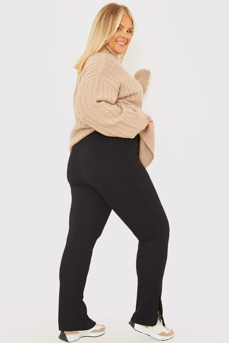 Compact Rib Split Hem Leggings