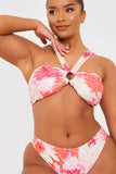 Floral Print Multiway Strap Ring Detail Bikini Top