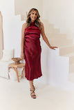 Liquid Satin Halterneck Cowl Back Midaxi Dress