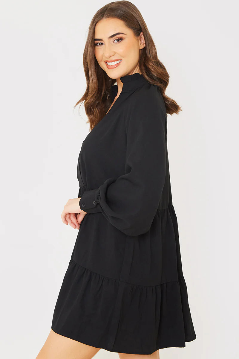 Wrap Front Smock Dress