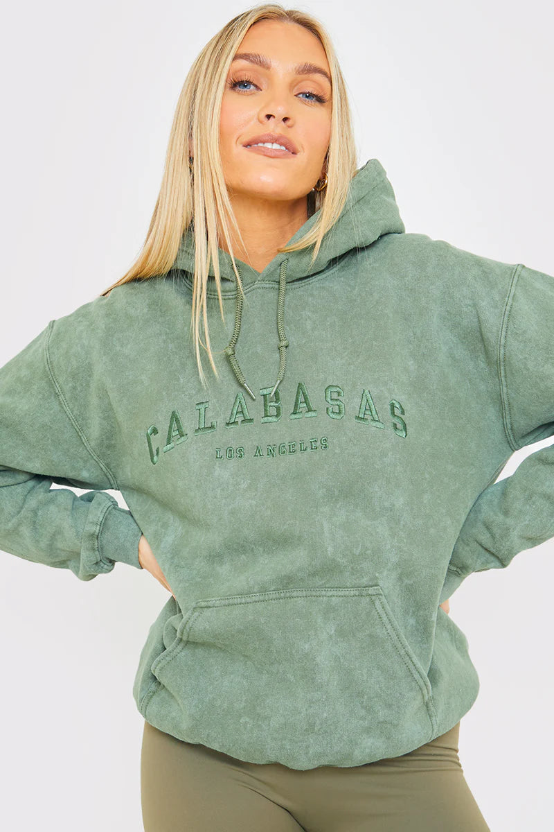 Calabasas' Acid Wash Slogan Hoodie