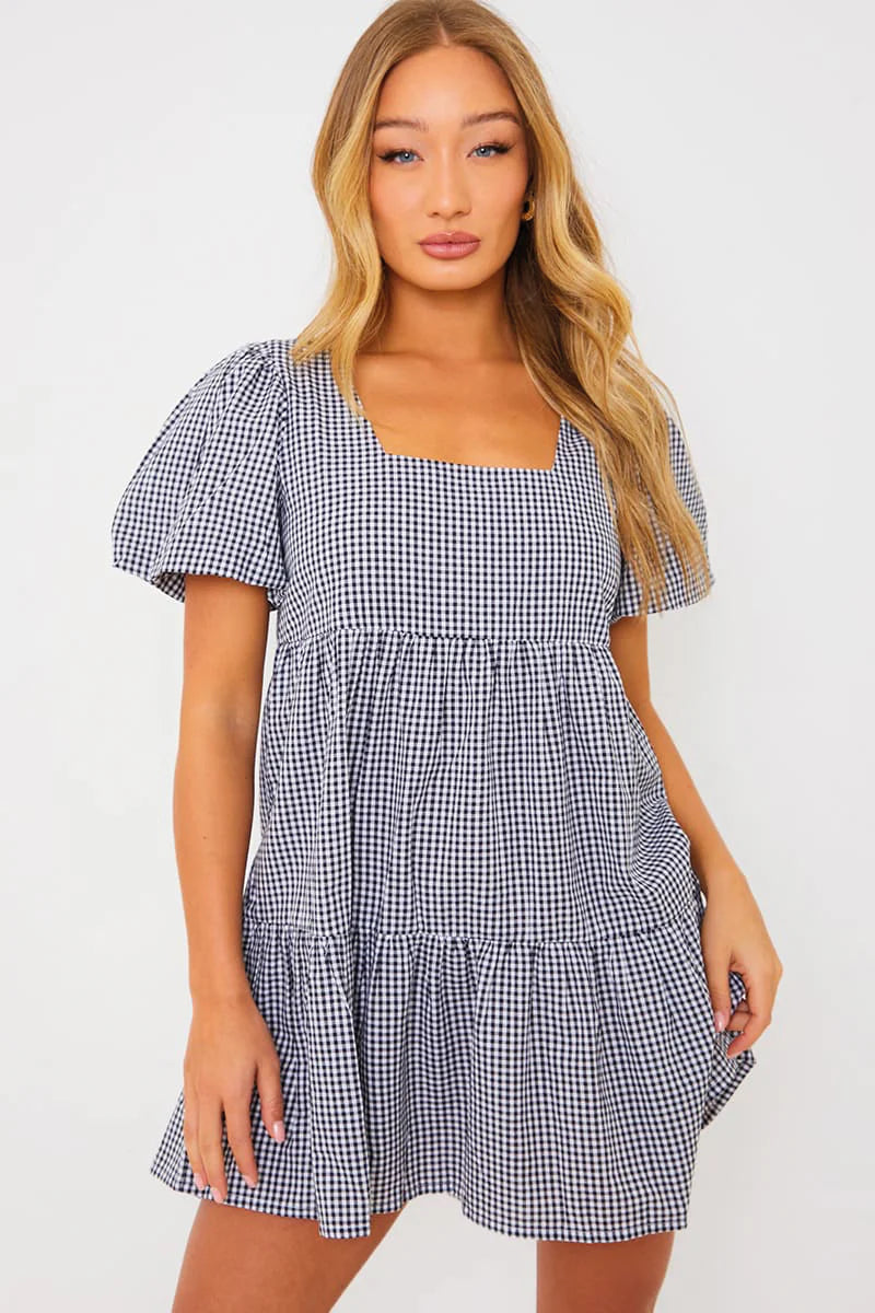 Puff Sleeve Tiered Smock Dress