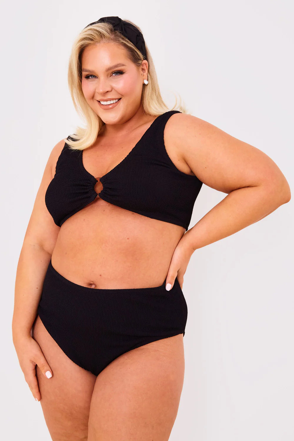 Controlled Textured Crinkle High Waisted Bikini Bottoms