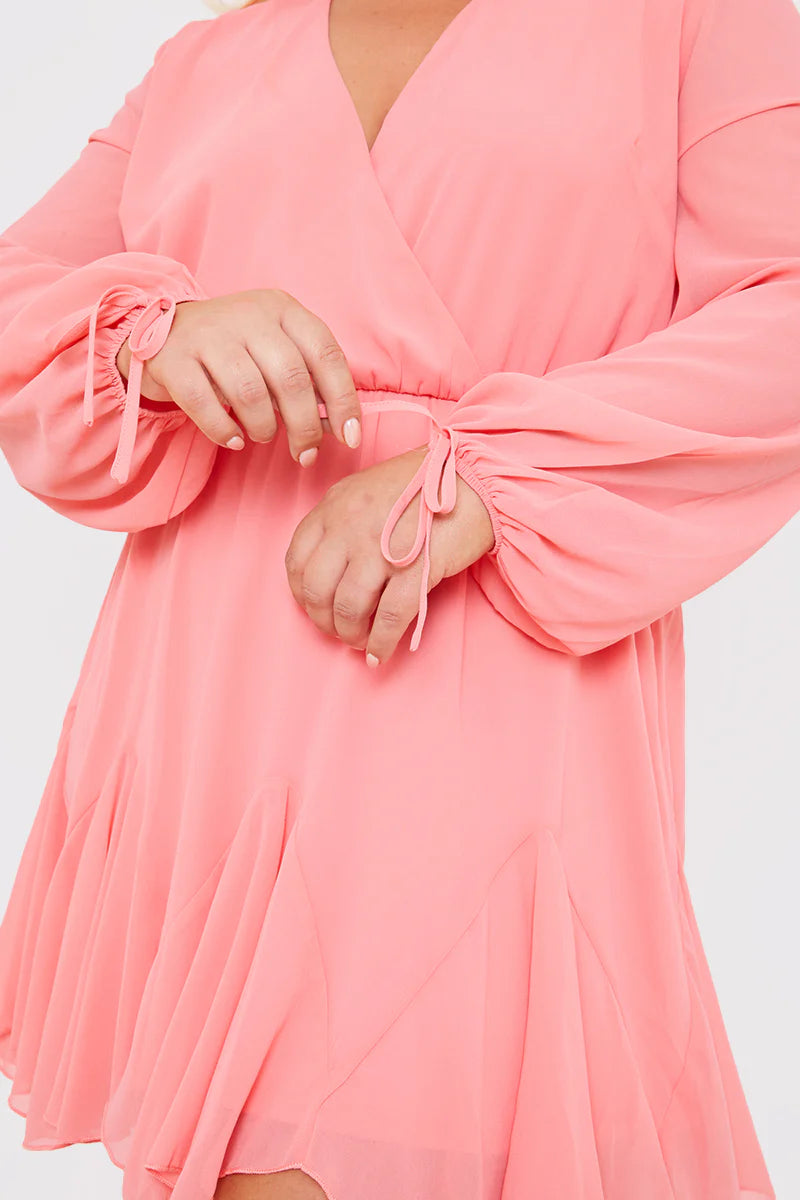 Long Sleeve Wrap Mini Dress