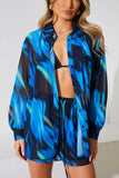 Abstract Print Chiffon Co-Ord Beach Shirt