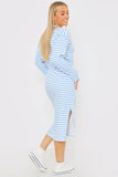 LONG SLEEVE DRAWSTRING WAIST T-SHIRT DRESS