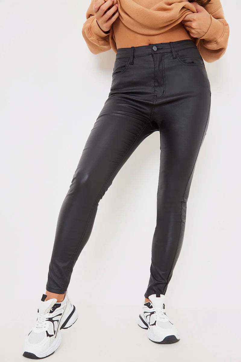 Coated Adjustable Skinny Jeans