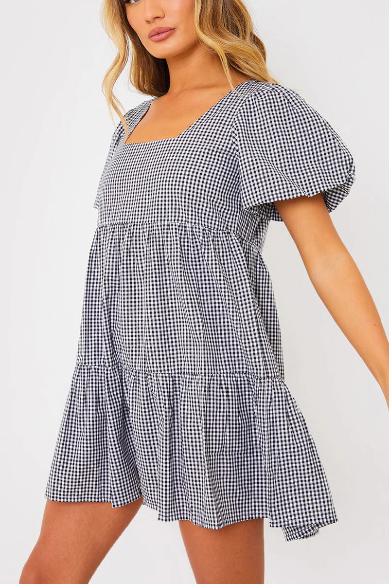 Puff Sleeve Tiered Smock Dress