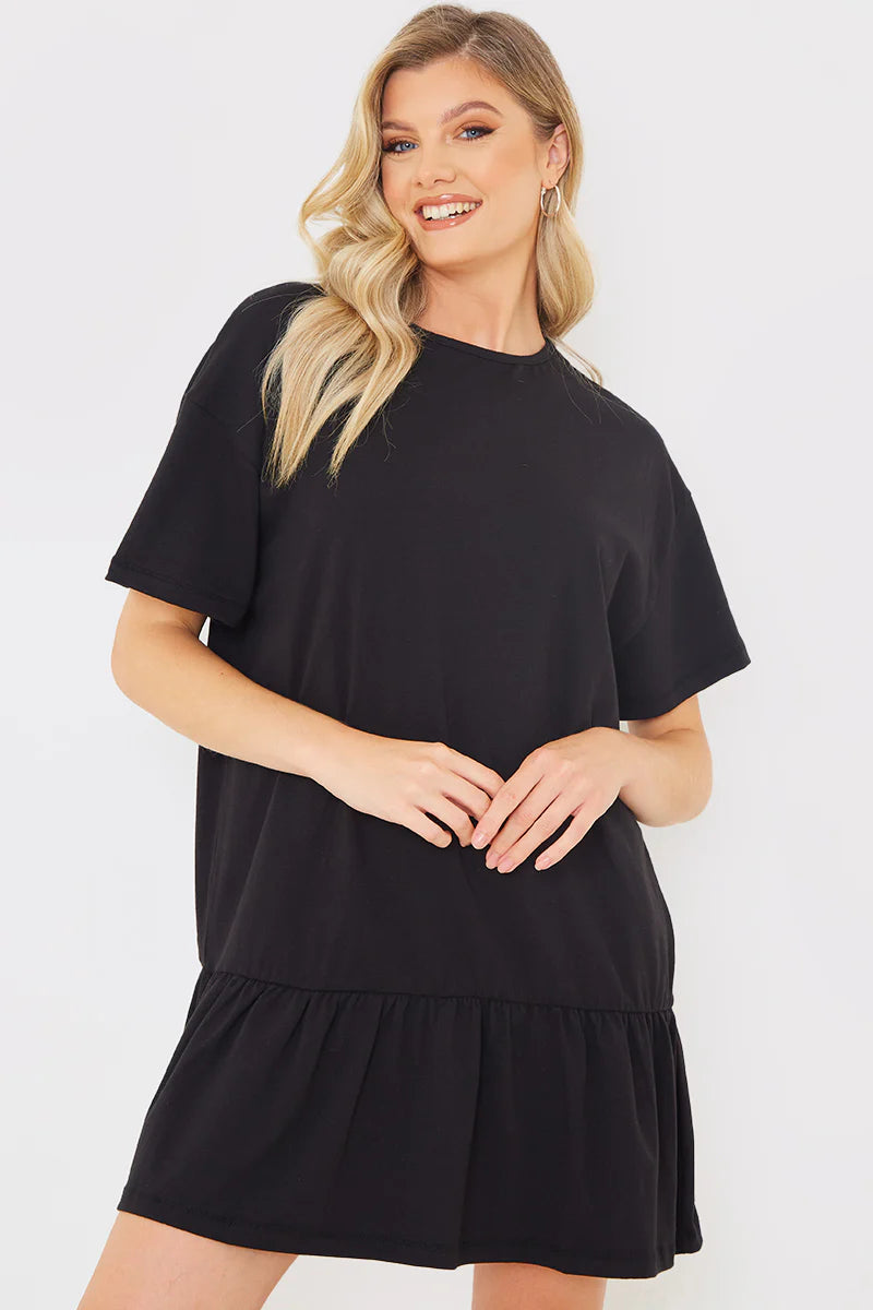Peplum Hem Dropped Shoulder T-Shirt Dress
