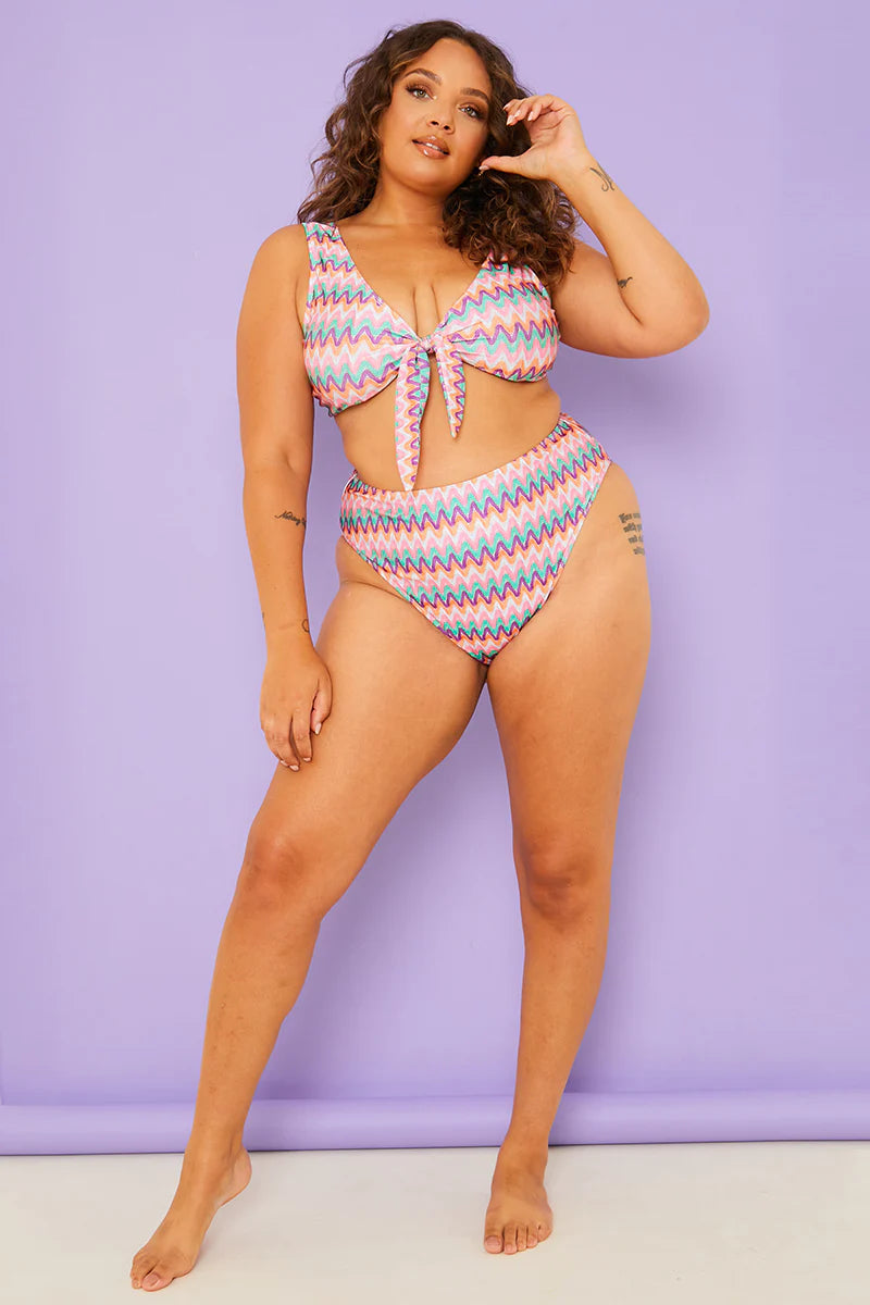 Multi Zig Zag High Waisted Bikini Bottoms