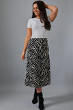 Zebra Print Satin Midi Skirt