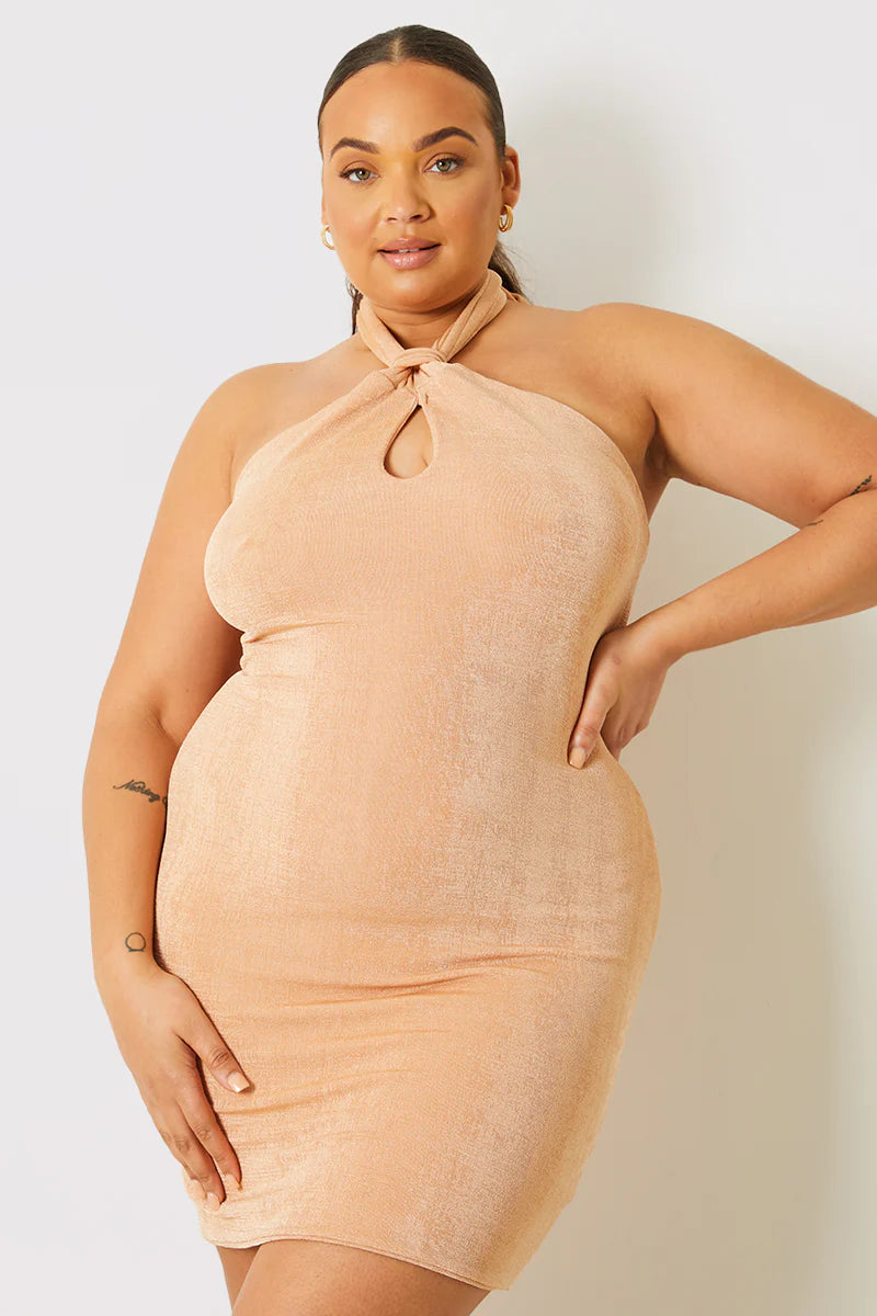 Slinky Key Hole Cut Out Bodycon Dress