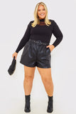 Leather Look Belted Shorts