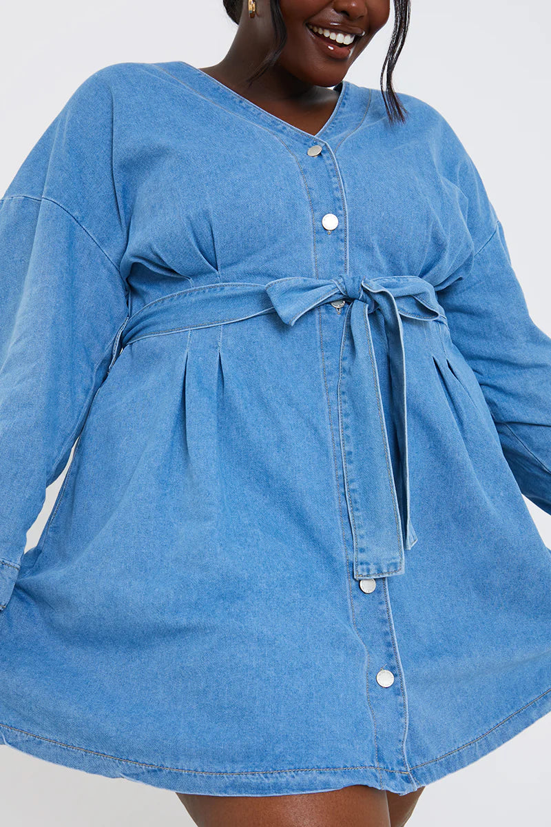Belted Denim Shirt Dress