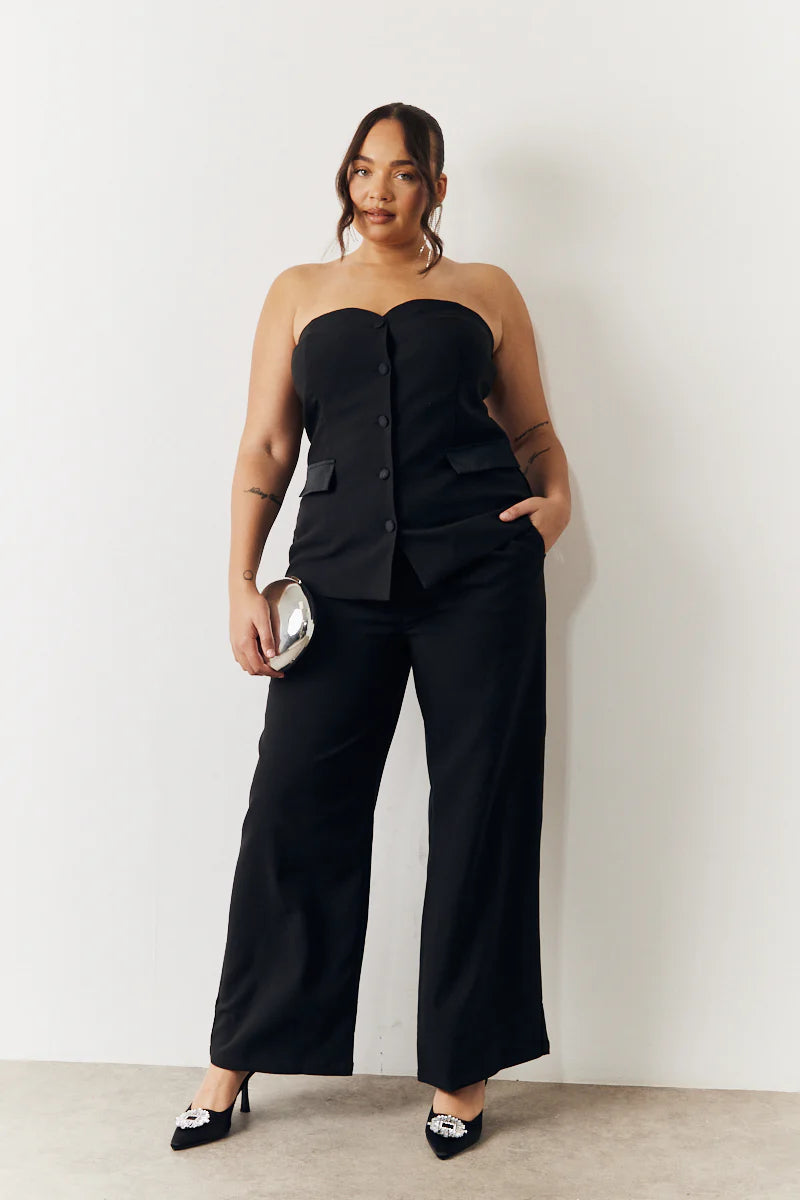 Black Bandeau Sweetheart Neckline Waistcoat