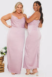 Satin Cowl Neck Maxi Dress
