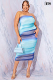 Ombre Mesh Bandeau Midi Dress