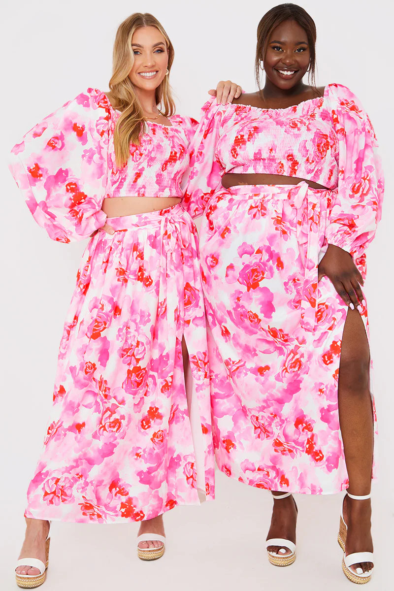 Thigh Split Midi Skirt