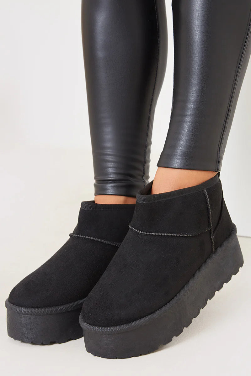 Faux Suede Platform Boots