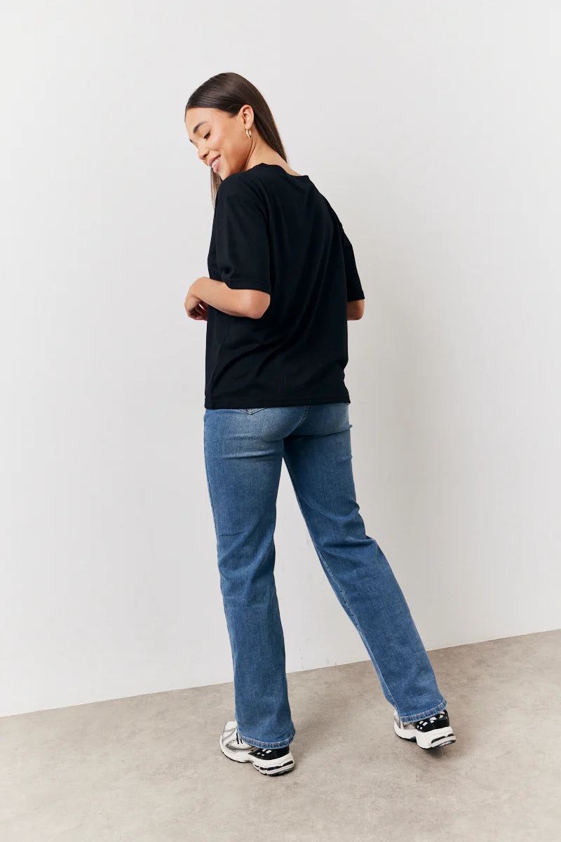 Black and White 2 Pack Slouchy V-Neck T-Shirt