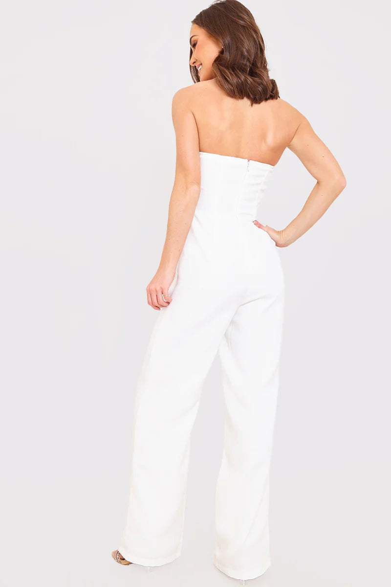 Mesh Insert Button Detail Jumpsuit