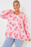 FLORAL TIERED JERSEY SMOCK TOP