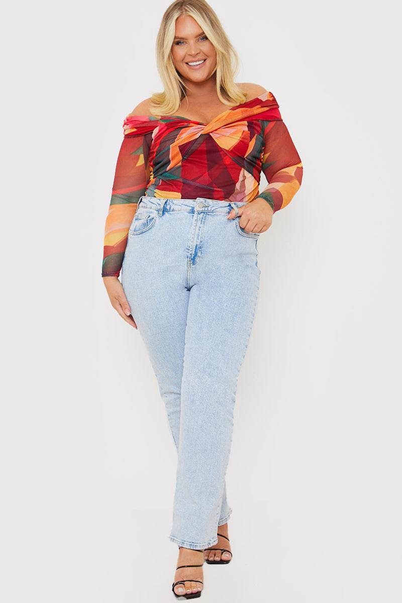 Abstract Twist Detail Mesh Bodysuit