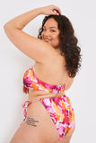 Abstract Print Halterneck Ring Detail Bikini Top