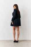 Black Embellished Neckline Black Mini Dress