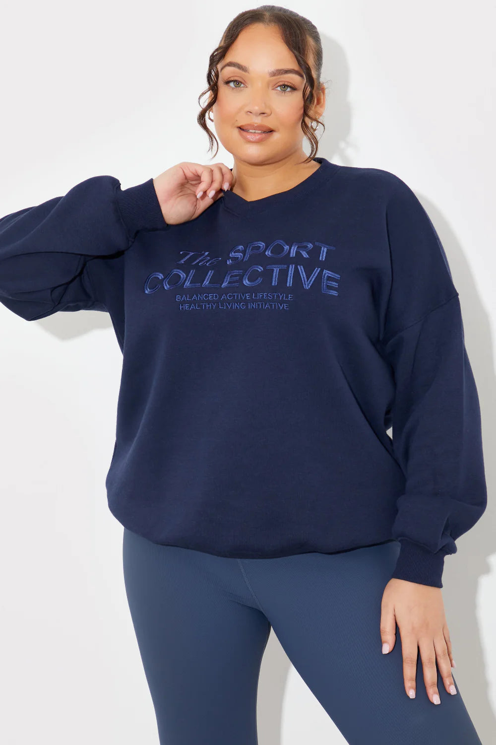 V-Neck Embroidered Sport Collective Jersey Sweater