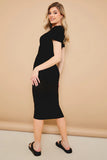 Ribbed Crew Neck Short Sleeve Midi Dress