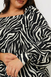 Zebra Woven Balloon Sleeve Blouse
