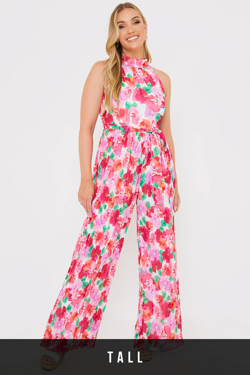 Plisse Sleeveless Wide Leg Jumpsuit
