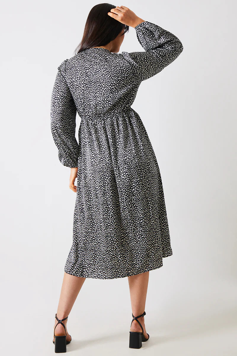 Animal Print Smock Midi Dress
