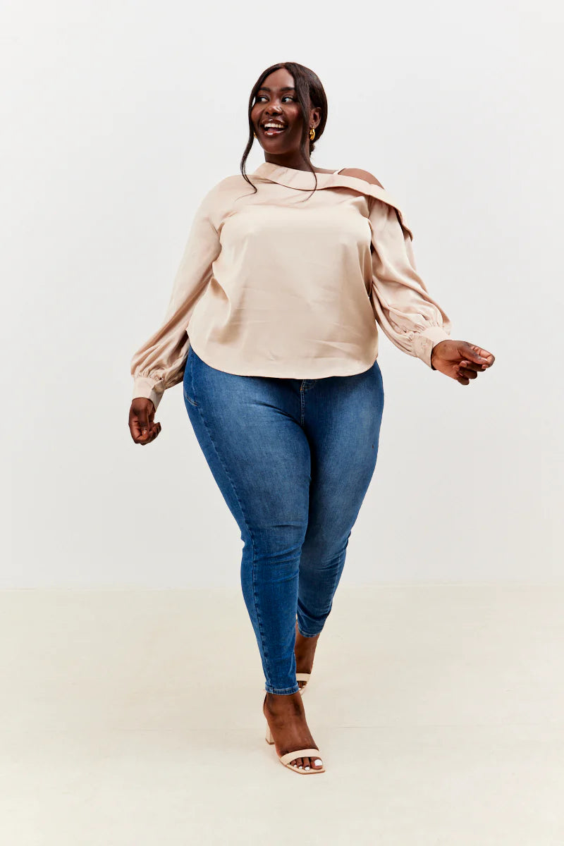 Asymmetrical Satin Blouse