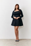 Black Embellished Neckline Black Mini Dress