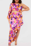 Floral Asymmetric Frill Maxi Dress