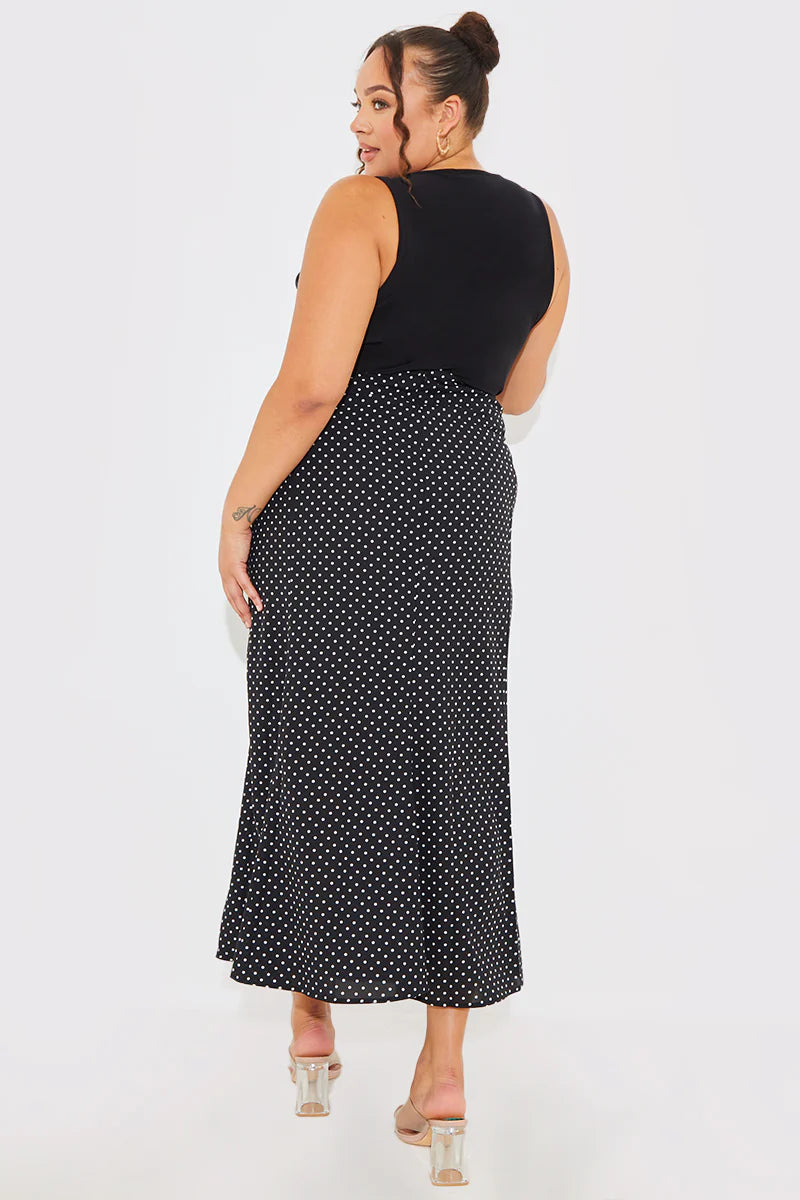 Woven Polka Dot Midaxi Skirt