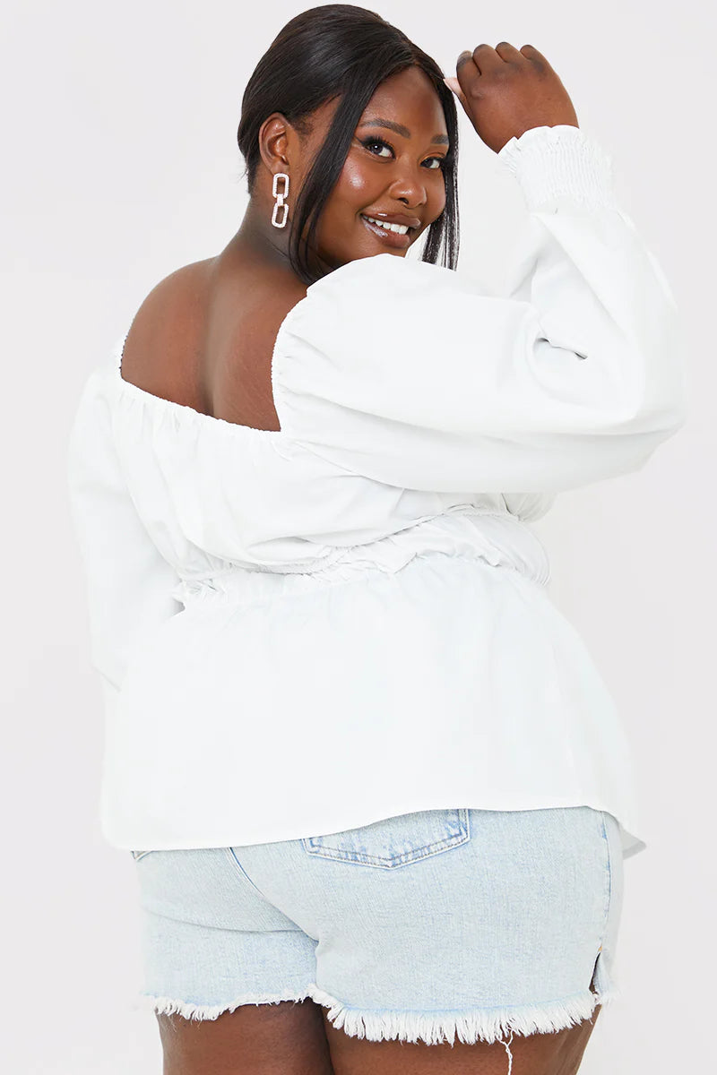 Shirred Button Down Blouse