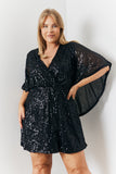 Sequin Drape Detail Wrap Front Mini Dress