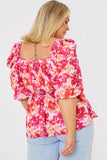 Floral Print Puff Sleeve Blouse