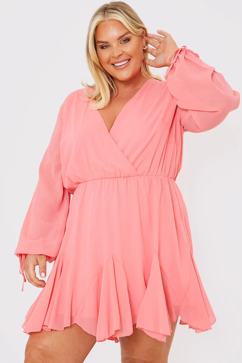 Long Sleeve Wrap Mini Dress