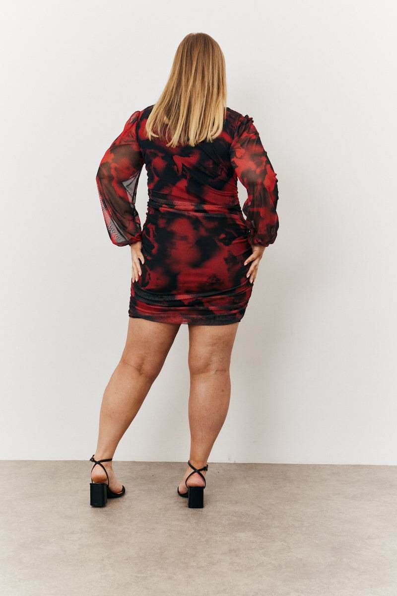 Abstract Print Wrap Mini Dress