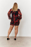 Abstract Print Wrap Mini Dress