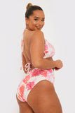Floral Print Frill Triangle Bikini Top