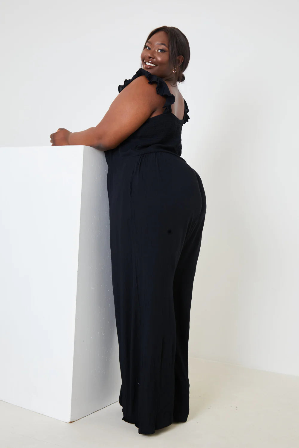 Frill Shoulder Crinkle Jumpsuit