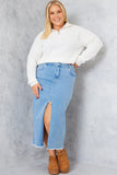 Denim Split Detail Midi Skirt