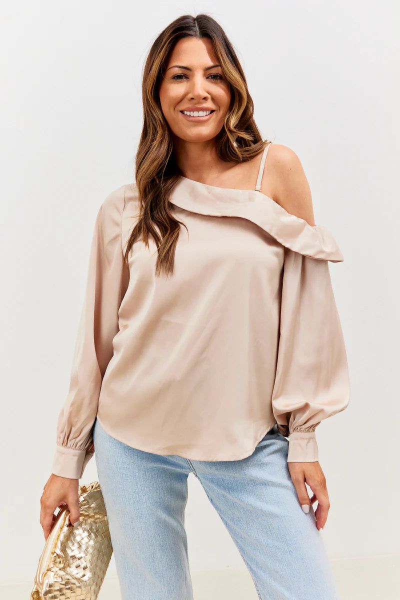 Asymmetrical Satin Blouse